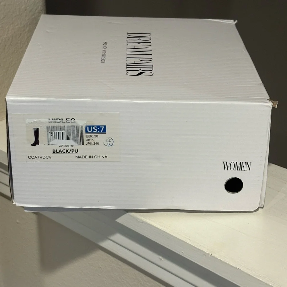 Dream Pairs Midleg Block Heel Boots Woman's 7 Black (WORN 2X) - Picture 12 of 13